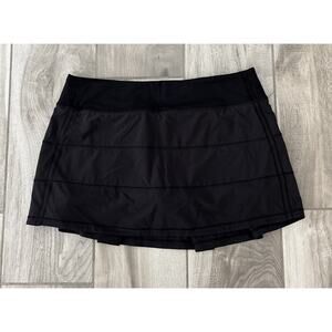 Lululemon Skirt Womens Sz 8 Black Pace Rival Pleated Back Running Skort Zip
